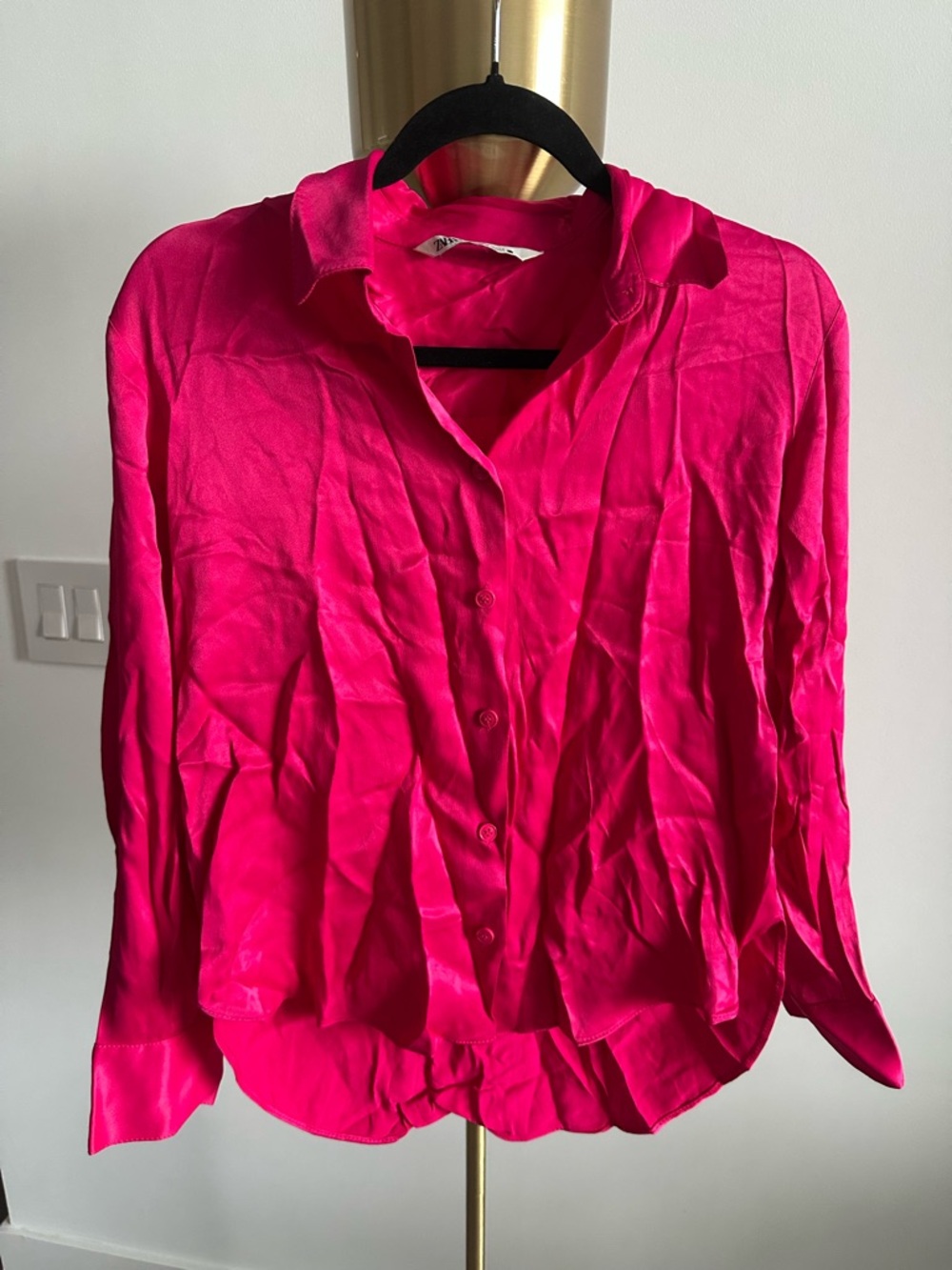 Zara - Bright Pink Button-Front Womens Shirt - XS